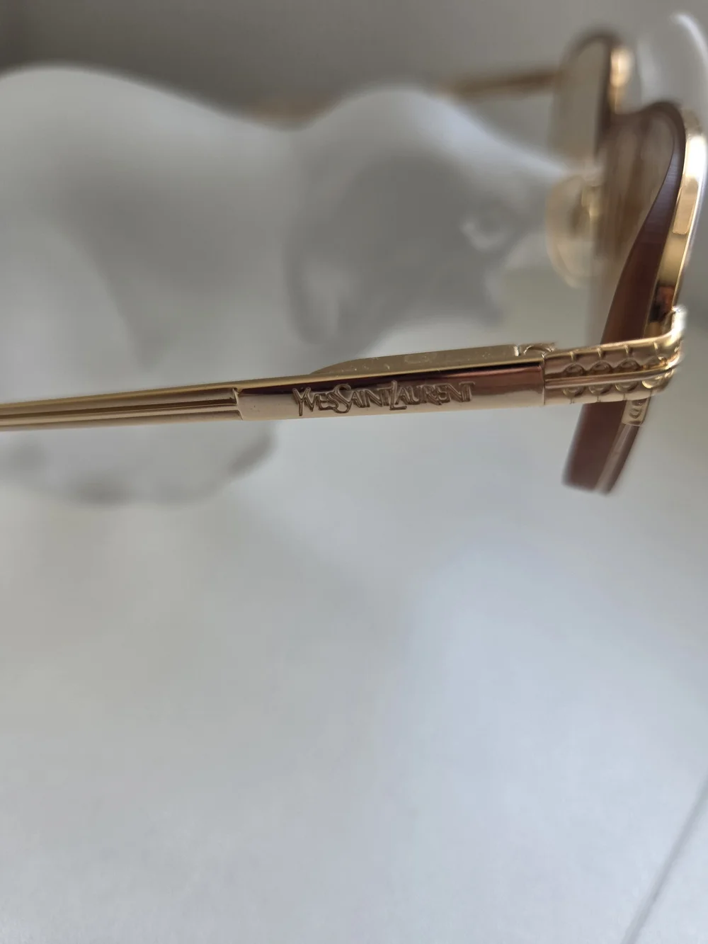 YSL Gold Tortoise Half Rim Eyeglasses